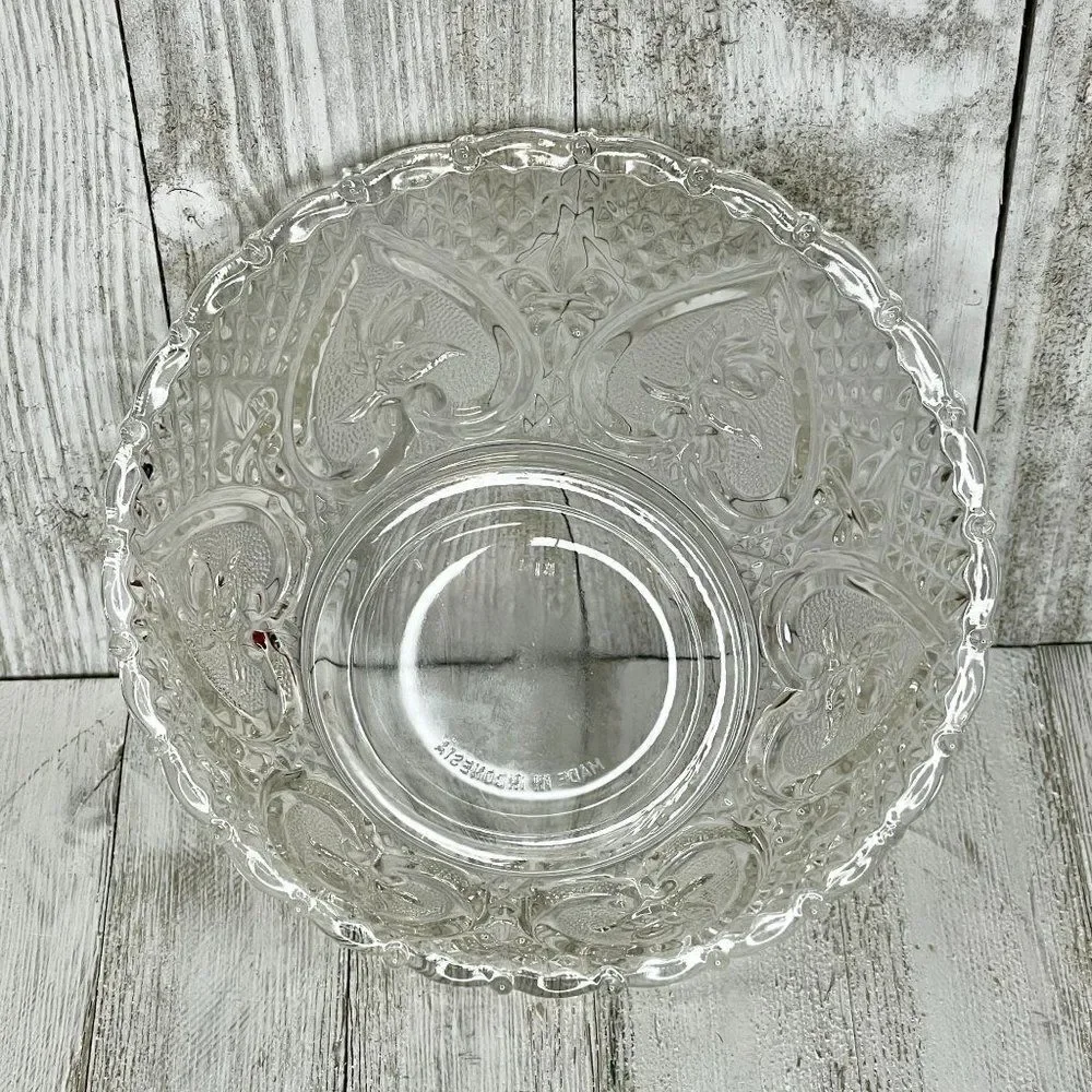 Vintage KIM Pressed Glass Fruit Bowl Made in Indonesia
